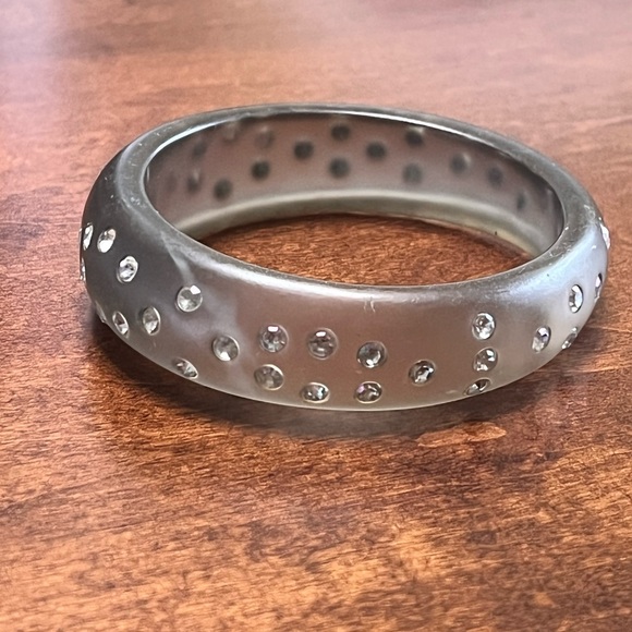 Vintage Plastic Bangle Bracelet with Rhinestones - Picture 2 of 6
